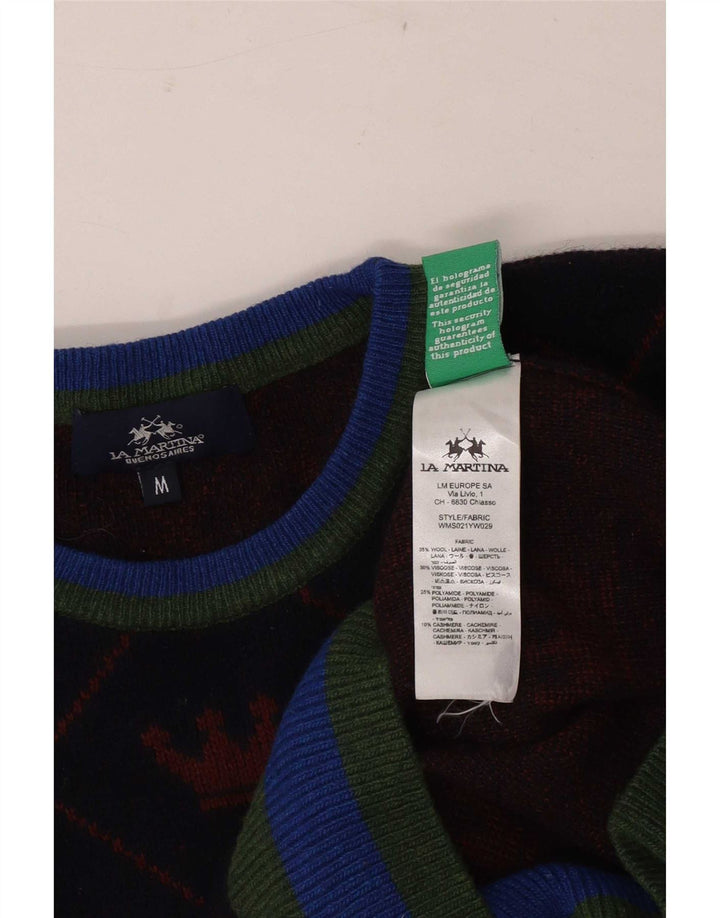 Maglione maglione girocollo da uomo con motivo astratto La Martina blu navy medio