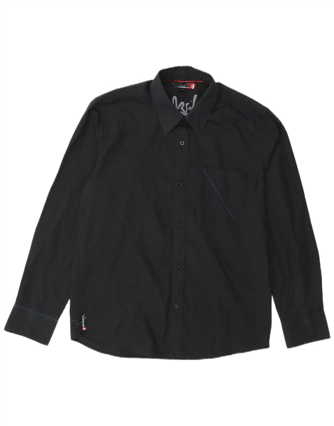 Camicia grafica da uomo Quiksilver piccola in poliestere nero