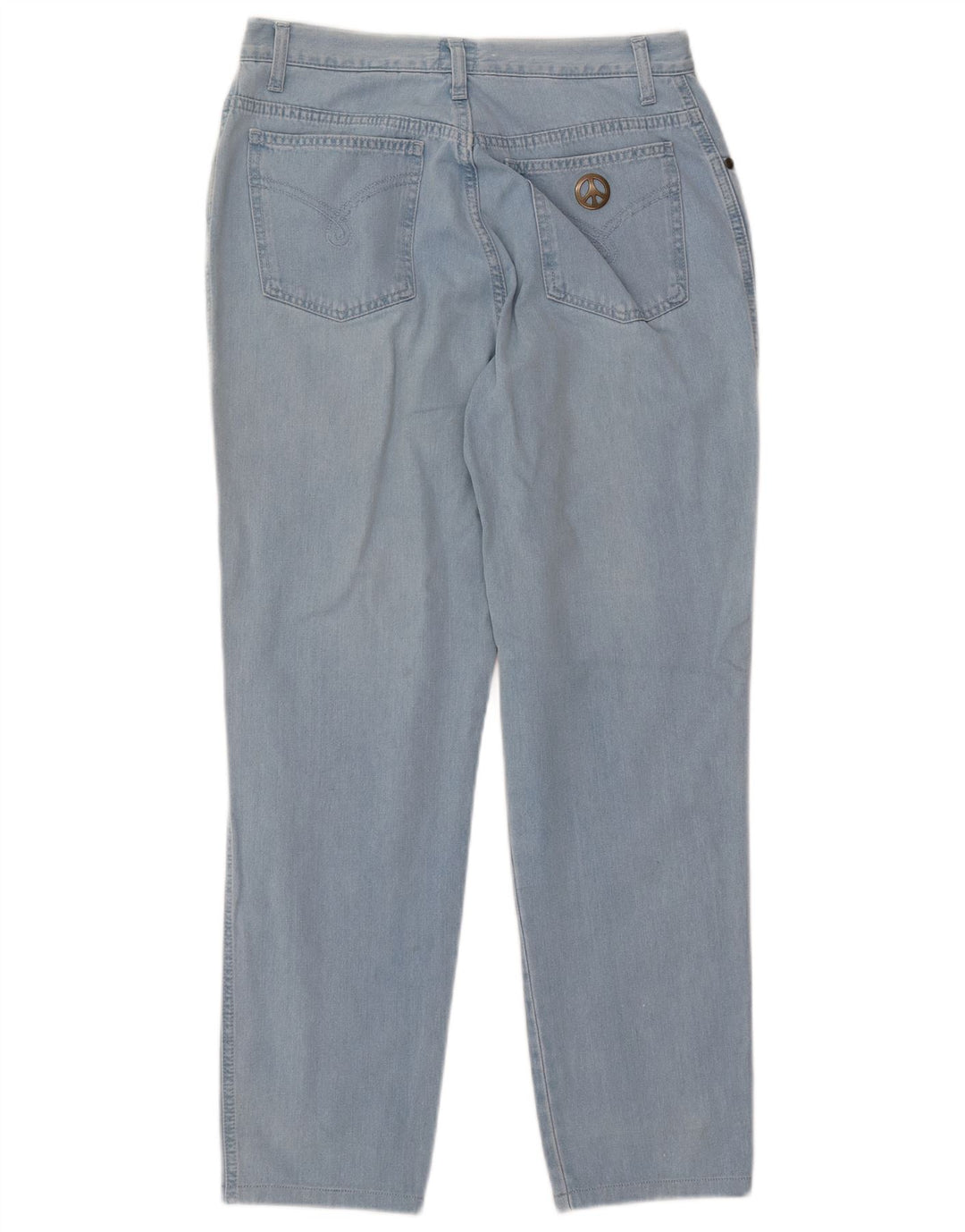 Jeans affusolati a vita alta da donna MOSCHINO W33 L27 cotone blu