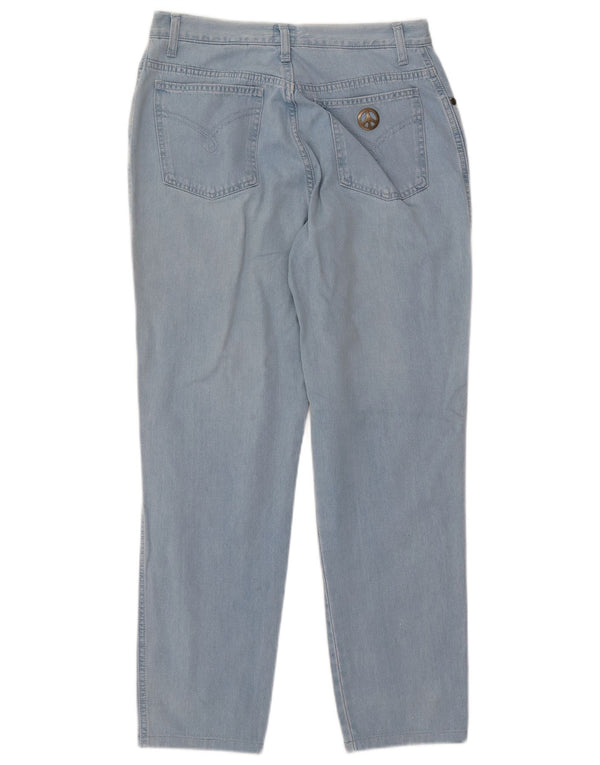 Jeans affusolati a vita alta da donna MOSCHINO W33 L27 cotone blu