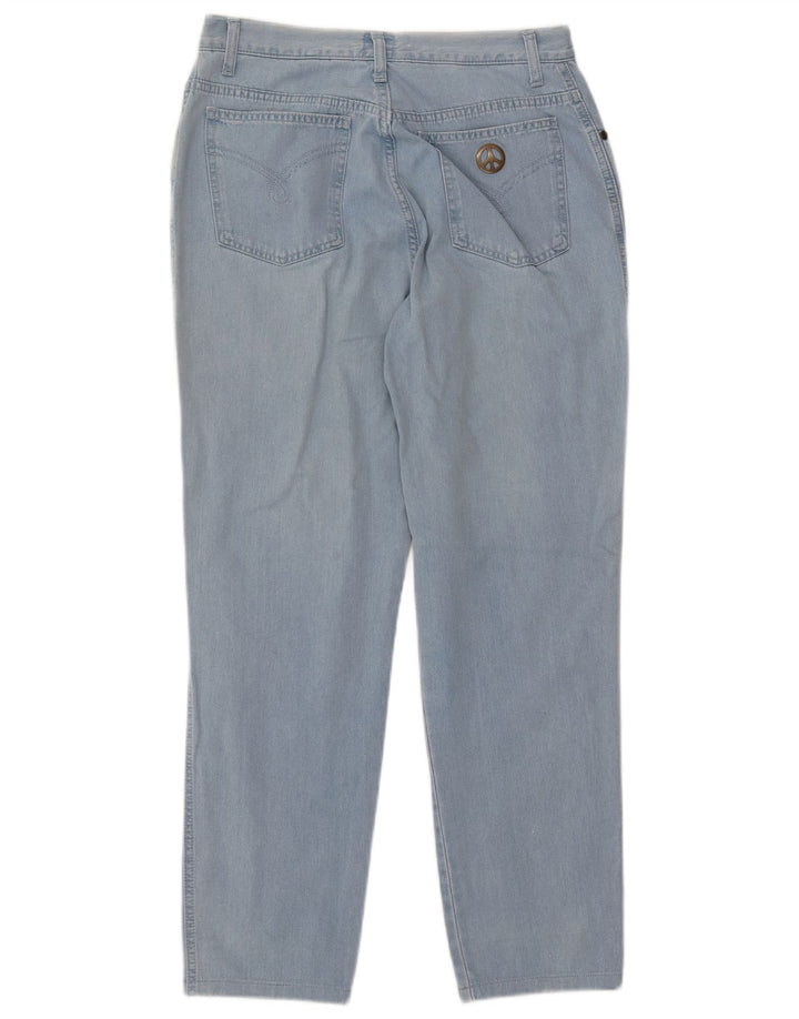 Jeans affusolati a vita alta da donna MOSCHINO W33 L27 cotone blu