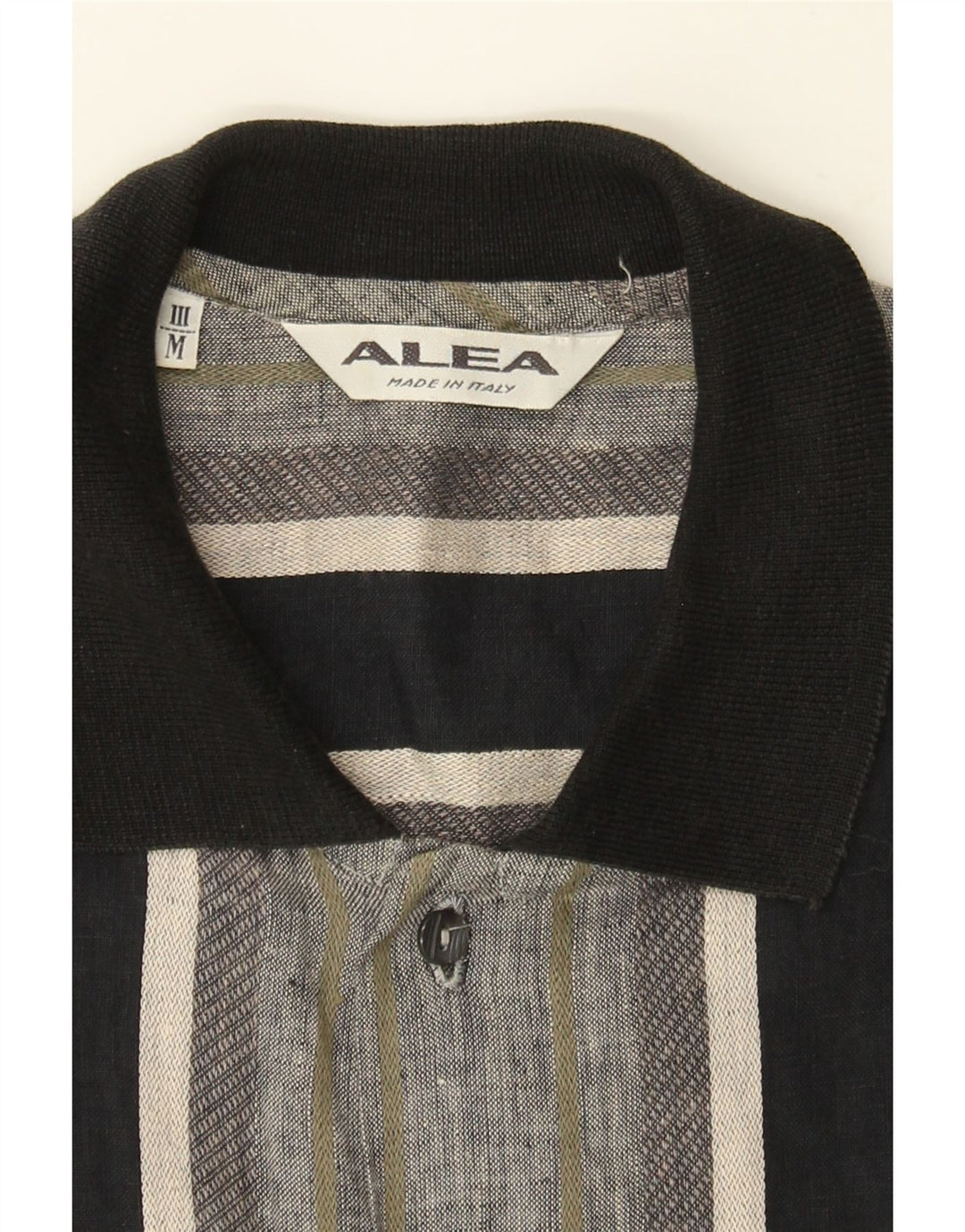 ALEA Mens Short Sleeve Shirt Medium Grey Striped Linen Vintage Alea and Second-Hand Alea from Messina Hembry 