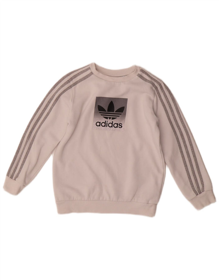 Felpa grafica Adidas da ragazzo 9-10 anni in cotone bianco