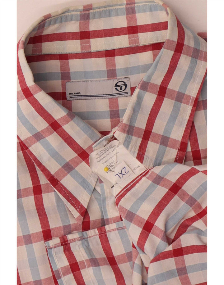 Camicia da uomo a maniche corte Sergio Tacchini 2XL in cotone a quadri multicolore