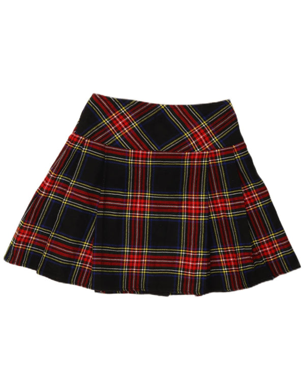 Gonna mini avvolgente da donna vintage W30 acrilico scozzese medio blu navy