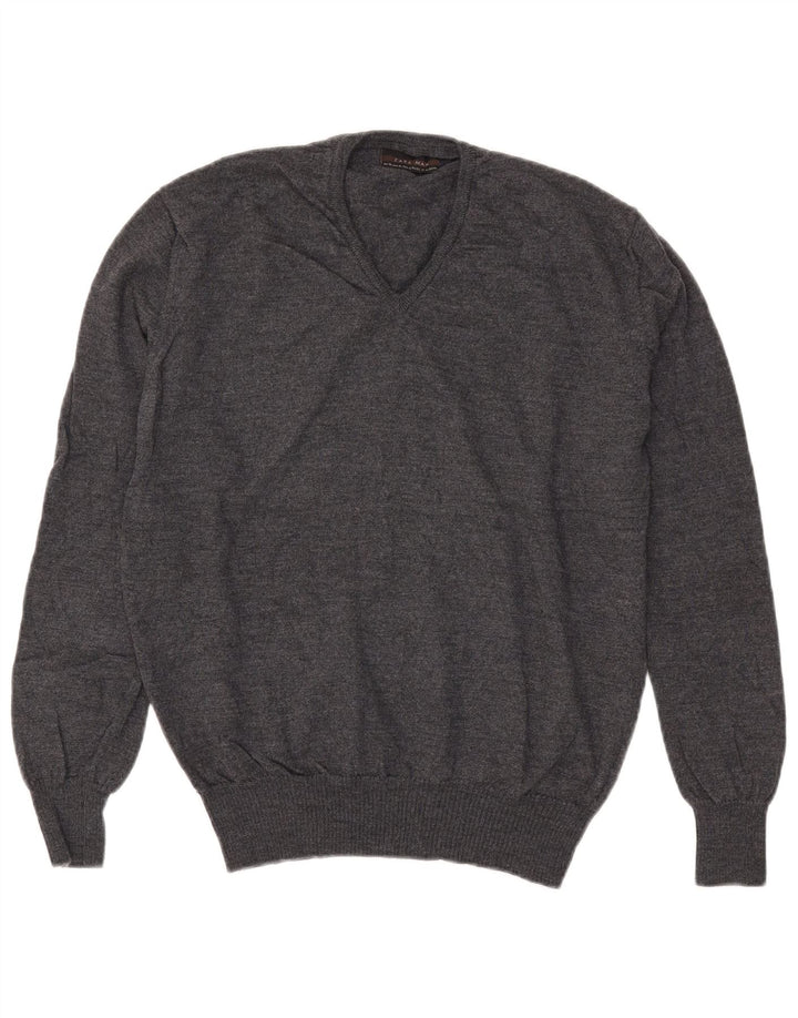 Maglione Zara da uomo con scollo a V XL grigio