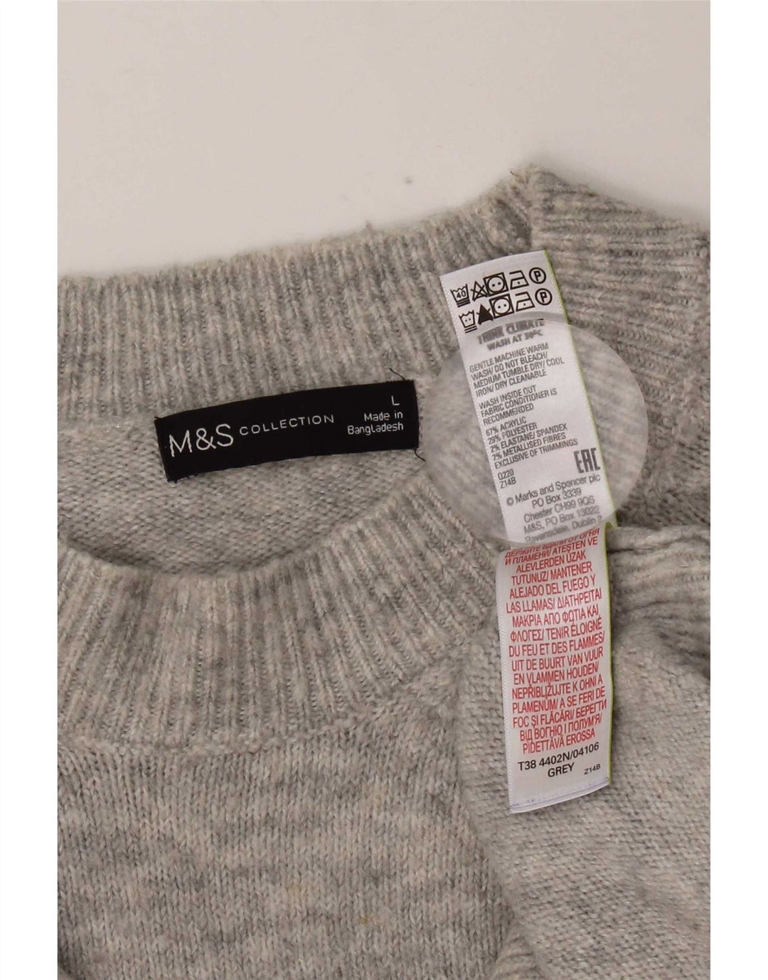Maglione maglione girocollo da donna Marks & Spencer UK 16 grande grigio
