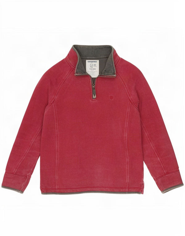Felpa da uomo con collo con zip Fat Face Maglione cotone bordeaux medio
