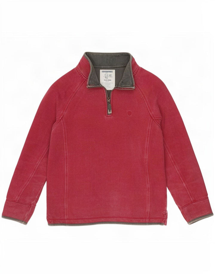 Felpa da uomo con collo con zip Fat Face Maglione cotone bordeaux medio