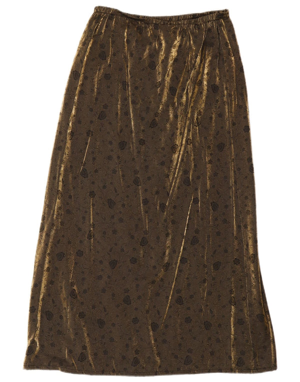 Gonna lunga vintage in velluto da donna W38 XL floreale oro