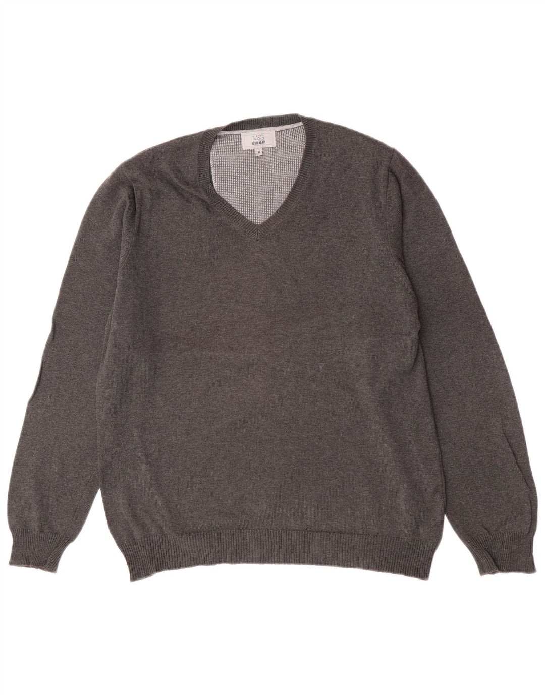 Maglione da uomo Marks & Spencer vestibilità regolare con scollo a V grigio medio screziato