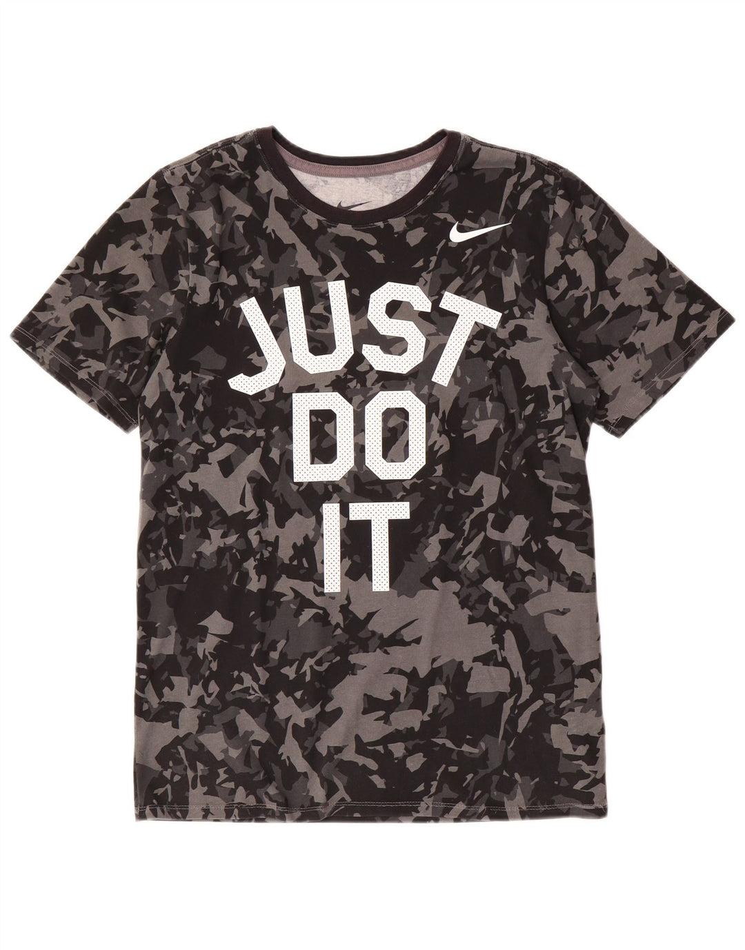 NIKE T-shirt grafica da uomo con taglio atletico, piccola, in cotone mimetico nero