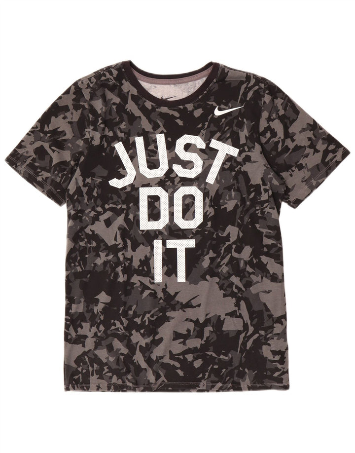 NIKE T-shirt grafica da uomo con taglio atletico, piccola, in cotone mimetico nero
