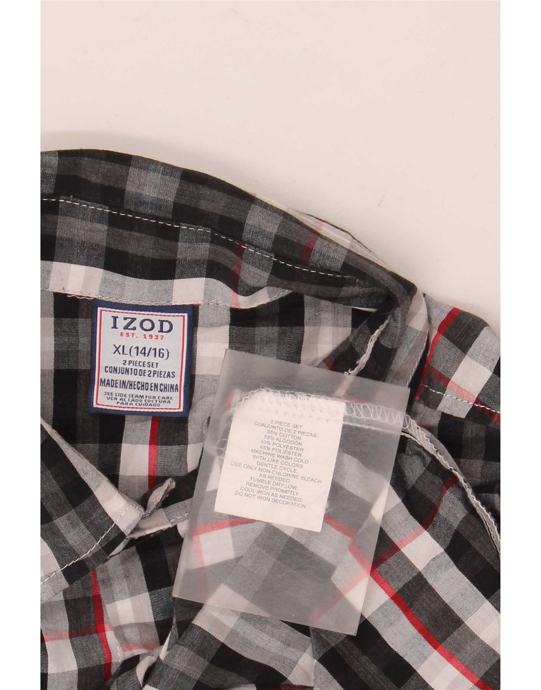 Camicia Izod per ragazzi 14-15 anni XL in cotone a quadri multicolore
