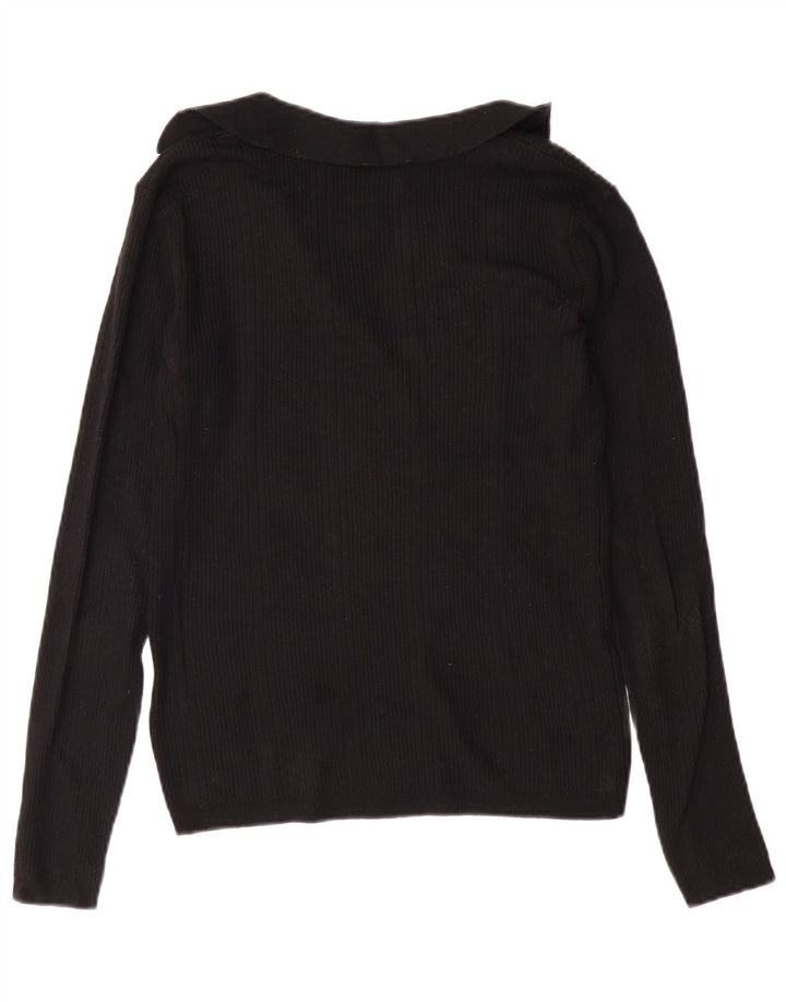 MARKS & SPENCER maglione da donna con collo alto UK 8 piccolo in viscosa nera