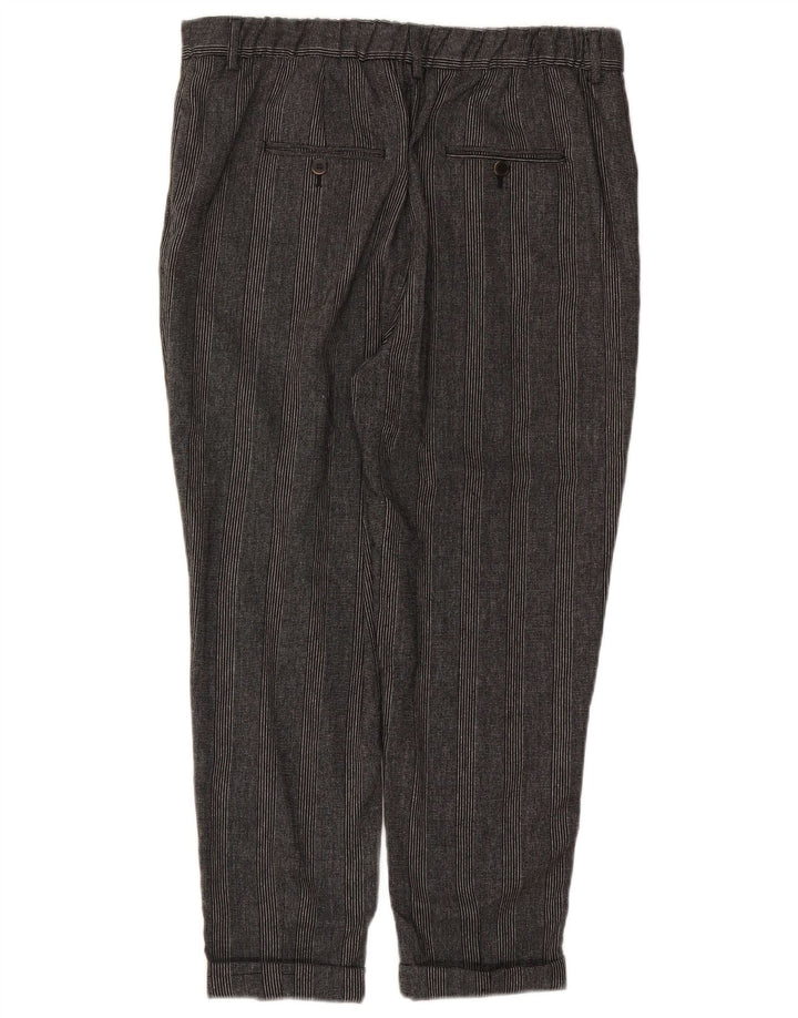 ZARA Womens Pegged Cropped Trousers Large W30 L24 Black Striped Polyester