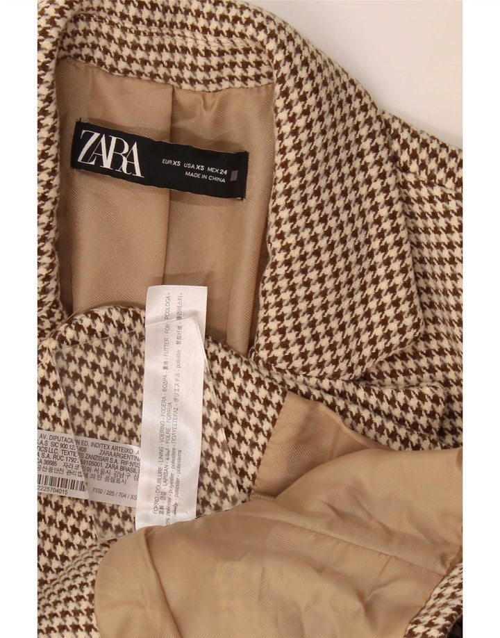 Giacca blazer oversize a 2 bottoni da donna Zara UK 6 XS pied de poule marrone