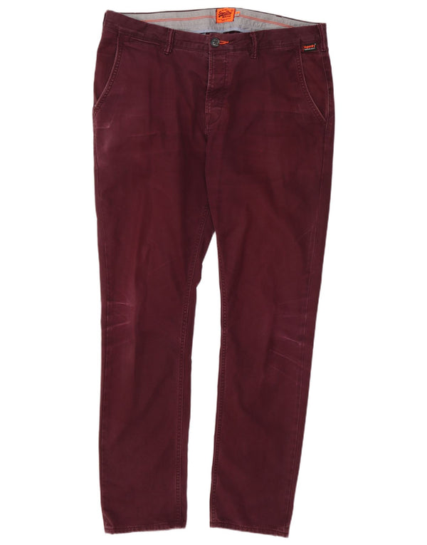 Pantaloni chino slim fit da uomo Superdry XL W38 L32 cotone bordeaux