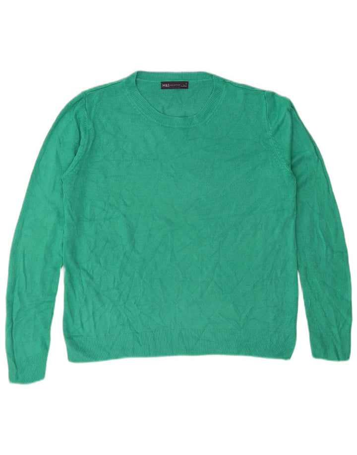 MARKS & SPENCER Maglione maglione girocollo da donna UK 12 Acrilico verde medio