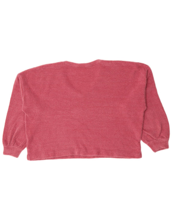 Maglione corto con scollo a V da donna Marks & Spencer UK 16 grande rosa