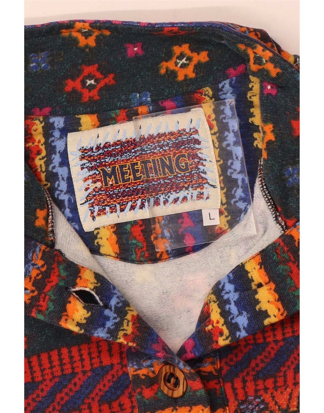 Meeting Felpa da uomo con collo abbottonato, maglione grande, a righe multicolori