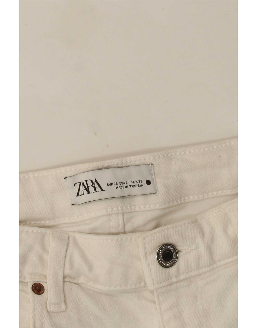 Jeans svasati a vita alta da donna Zara EU 38 piccoli W28 L31 bianchi