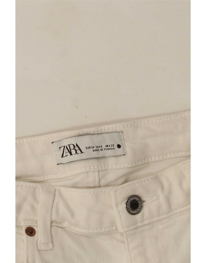 Jeans svasati a vita alta da donna Zara EU 38 piccoli W28 L31 bianchi