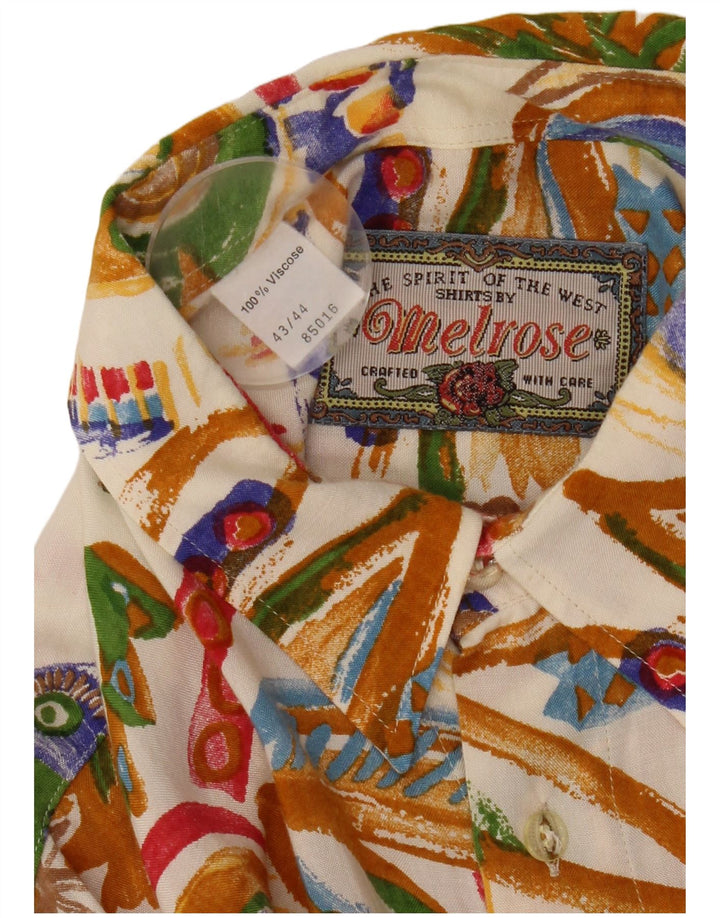 Camicia a maniche corte da uomo con motivo astratto Melrose taglia 43/44 XL bianco sporco