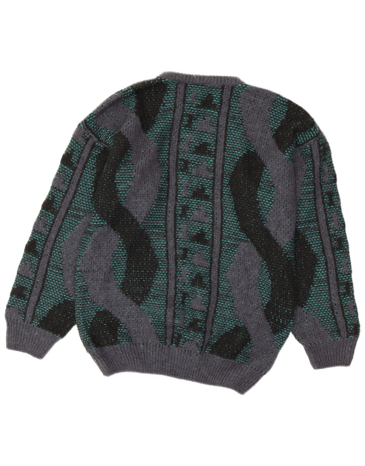 Maglione maglione girocollo da uomo VINTAGE medio multicolore geometrico