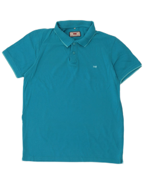 Polo regolare da uomo Carrera in cotone blu medio