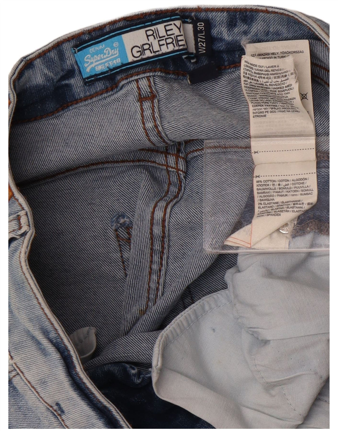 Jeans da donna Riley Slim Superdry W27 L25 cotone blu