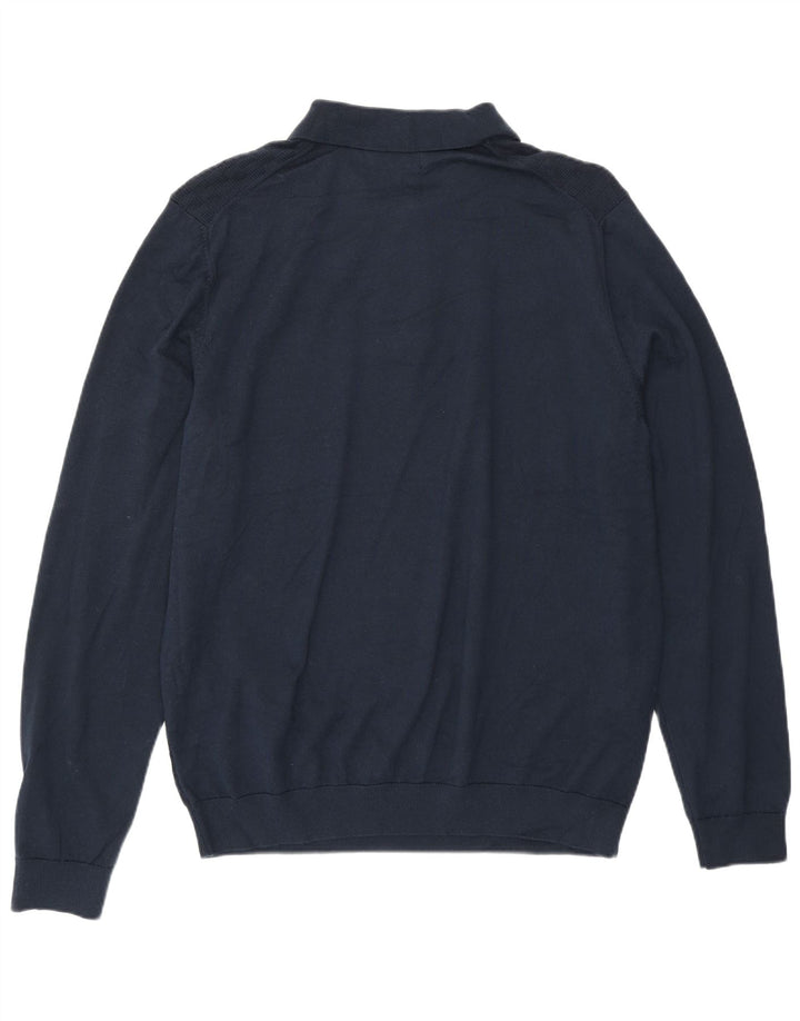 Marks & Spencer Maglione da uomo con collo a polo grande blu navy geometrico