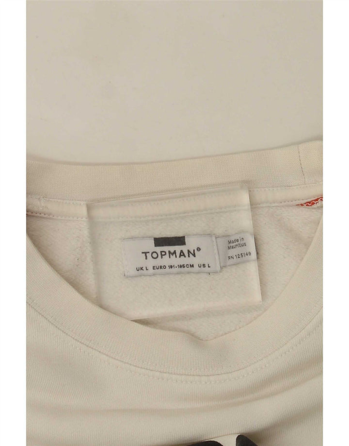 Topman Felpa grafica da uomo Maglione grande bianco a blocchi di colore