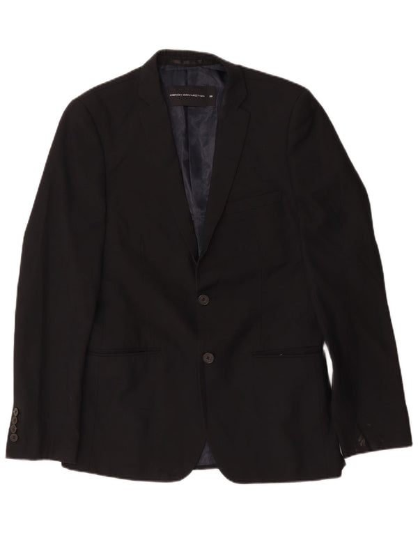 Giacca blazer da uomo a 2 bottoni French Connection UK 38 poliestere nero medio