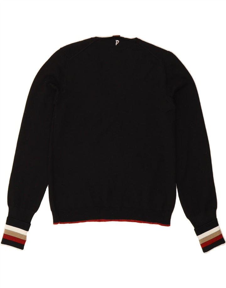 DONDUP Womens V-Neck Jumper Sweater UK 12 Medium Black Wool Vintage Dondup and Second-Hand Dondup from Messina Hembry 