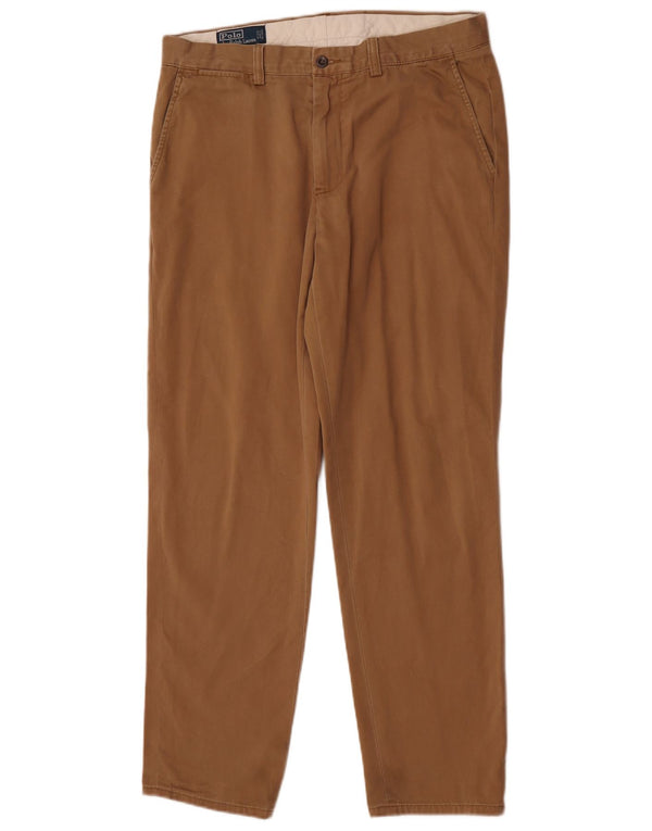 Pantaloni chino dritti da uomo Polo Ralph Lauren W33 L32 in cotone marrone