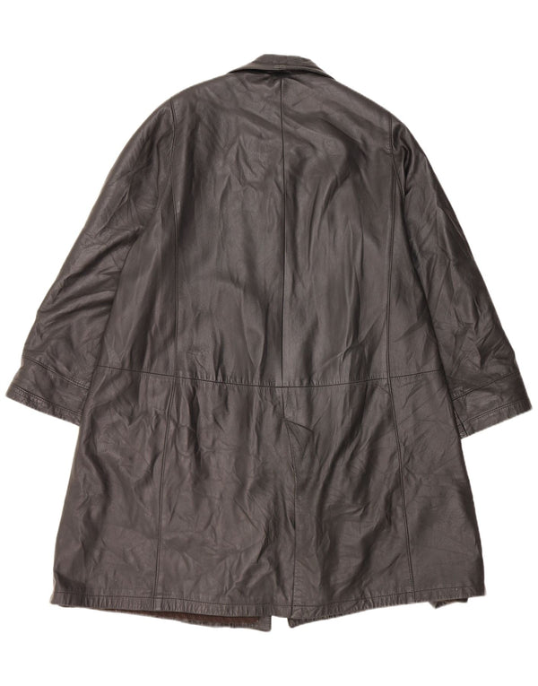 Cappotto in pelle vintage da donna UK 16 grande nero