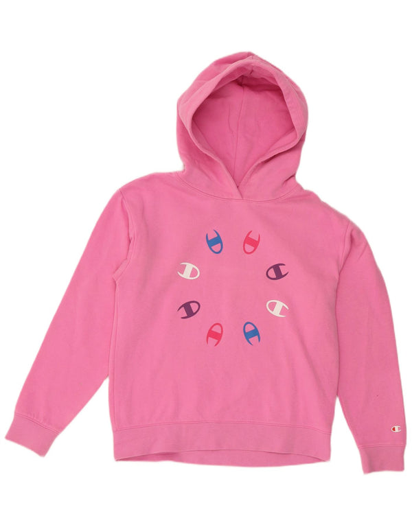 Maglione con cappuccio grafico per ragazze Champion 13-14 anni XL in cotone rosa