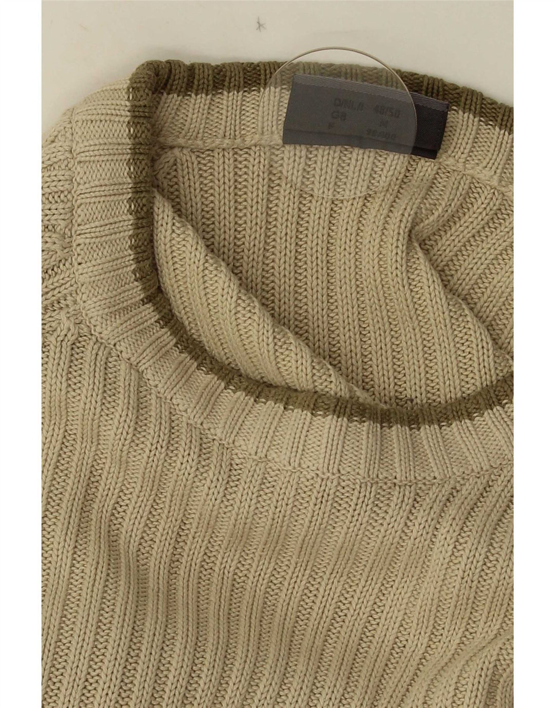 Maglione vintage da uomo con scollo a barca a righe verde medio