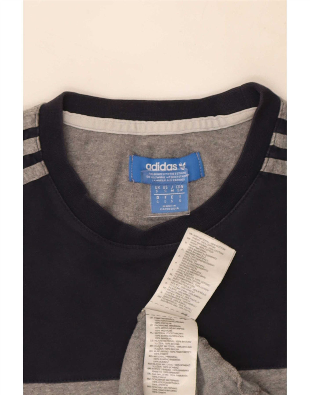 T-shirt Adidas da uomo Top Small in cotone color block grigio