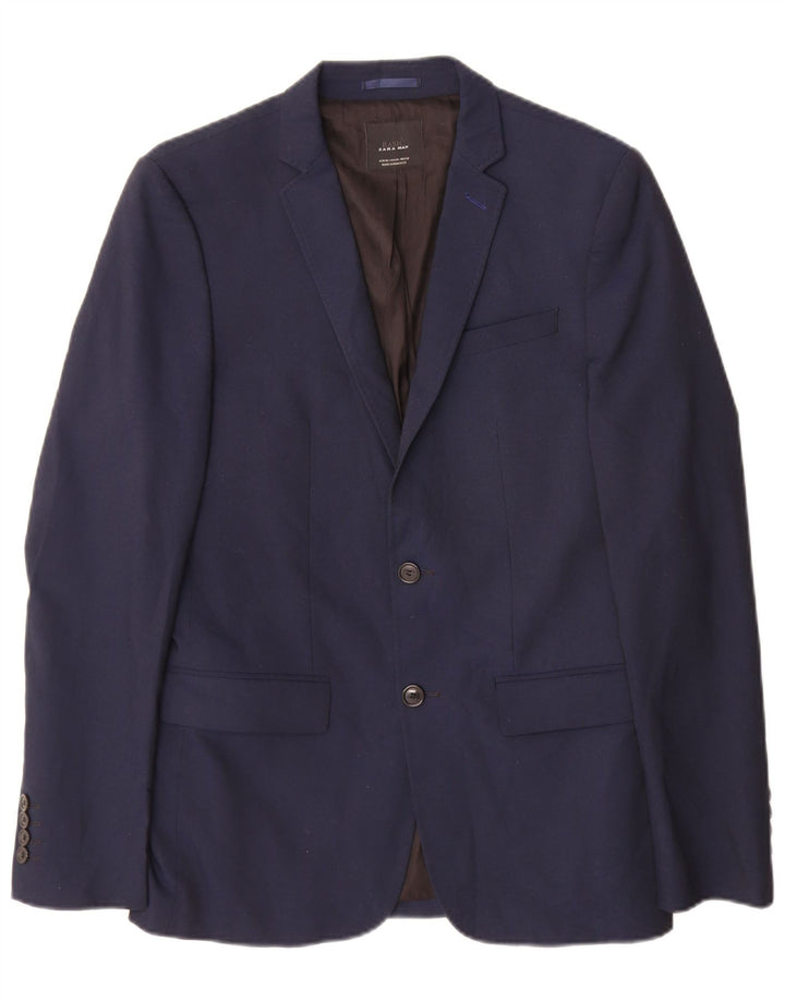 Giacca blazer a 2 bottoni da uomo Zara EU 48 poliestere blu navy medio