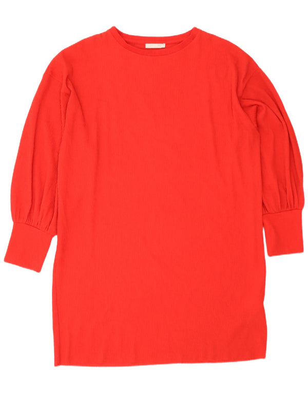 Zara Abito da tenda oversize a maniche lunghe da donna UK 16 Large Rosso Poliestere
