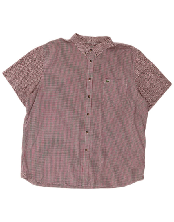 Camicia Lacoste da uomo a maniche corte vestibilità regolare 2XL in cotone a quadretti rosso