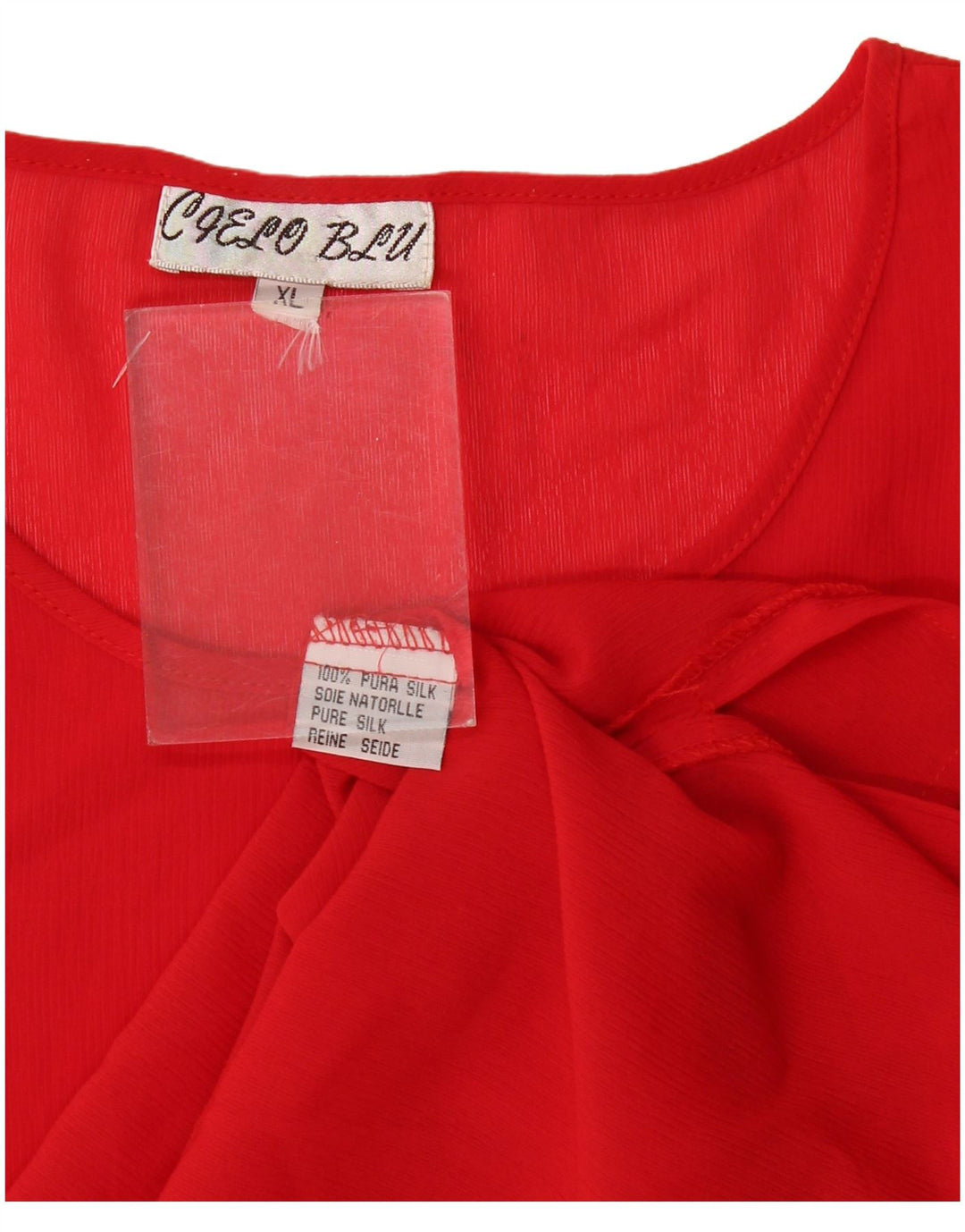 Camicetta vintage da donna Top UK 18 XL seta rossa