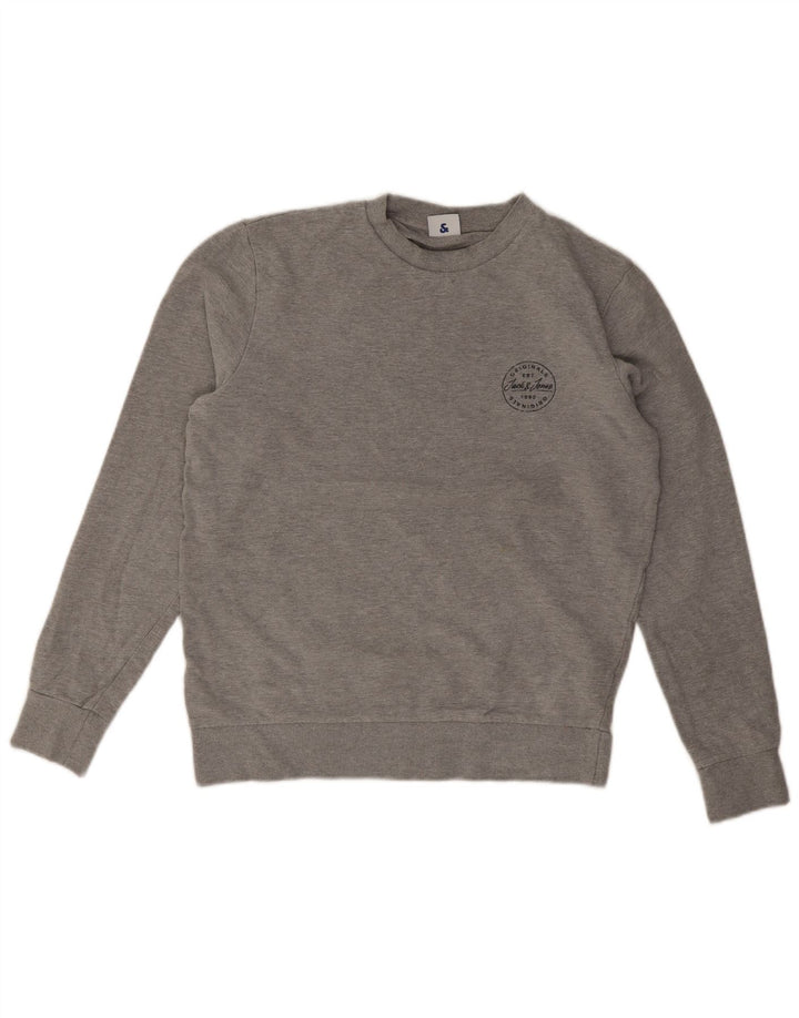 Felpa da uomo Jack & Jones in cotone grigio medio