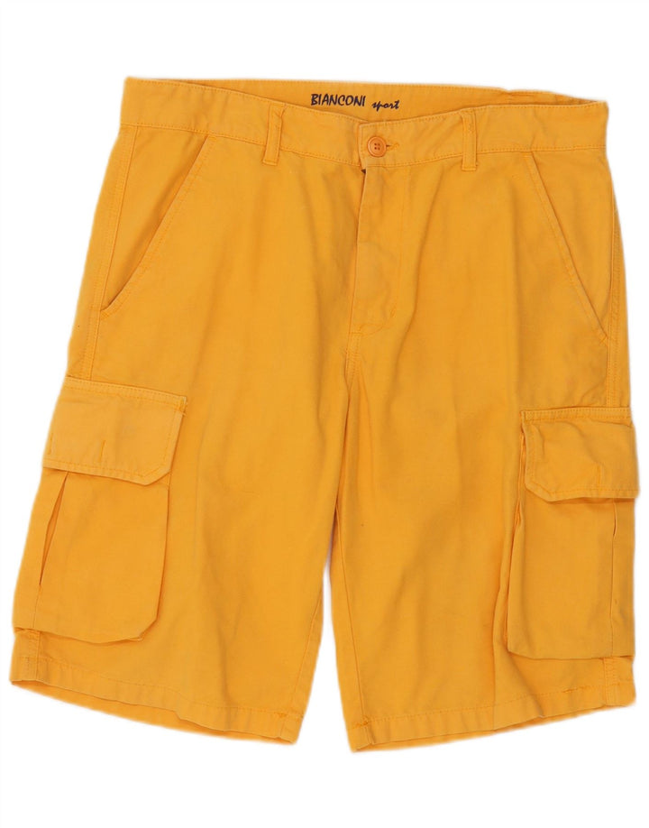Pantaloncini cargo vintage da uomo IT 48 medi W34 in cotone giallo
