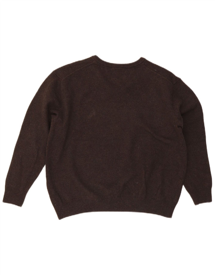 Maglione maglione da uomo con scollo a V Lacoste taglia 7 2XL lana marrone