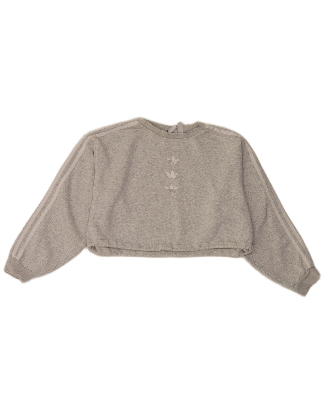 Felpa oversize corta Adidas da donna, maglione UK 10, piccolo grigio chiazzato
