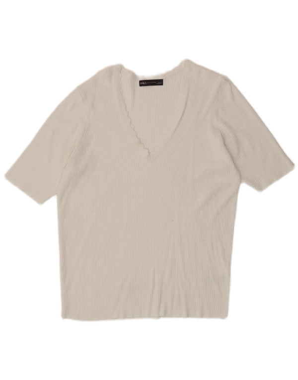 T-shirt da donna Marks & Spencer Top UK 14 Large bianca in viscosa