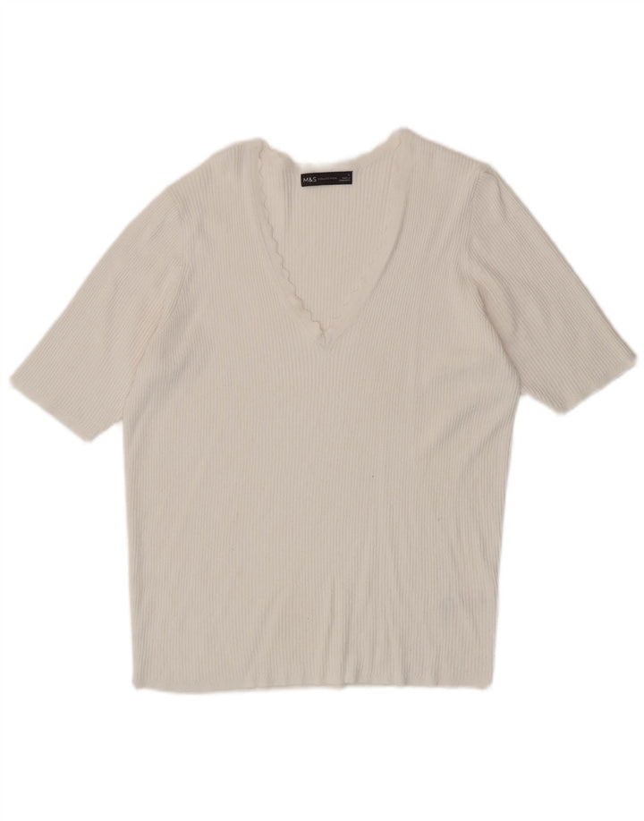 T-shirt da donna Marks & Spencer Top UK 14 Large bianca in viscosa